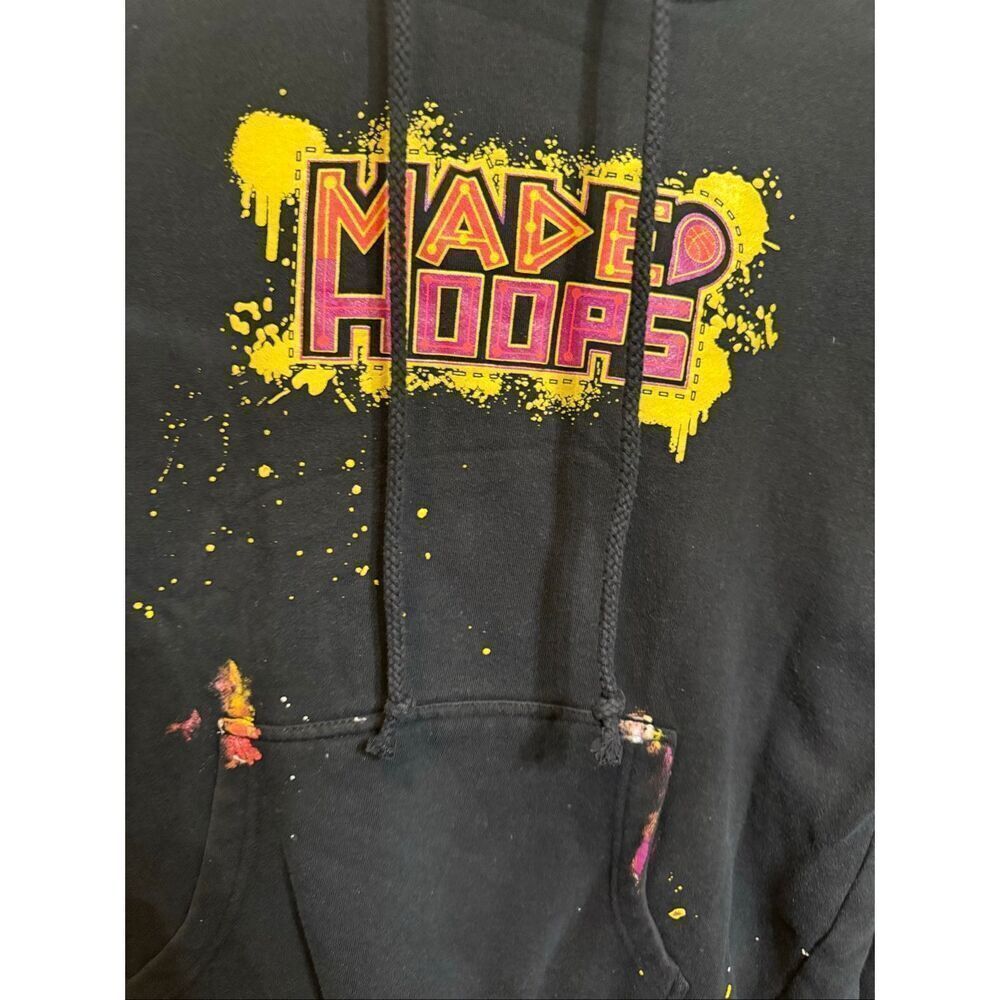Made Hoops Men's Splatter Paint Logo Pullover Hoodie Sweatshirt Black Small